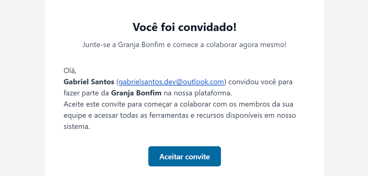Convite para organização