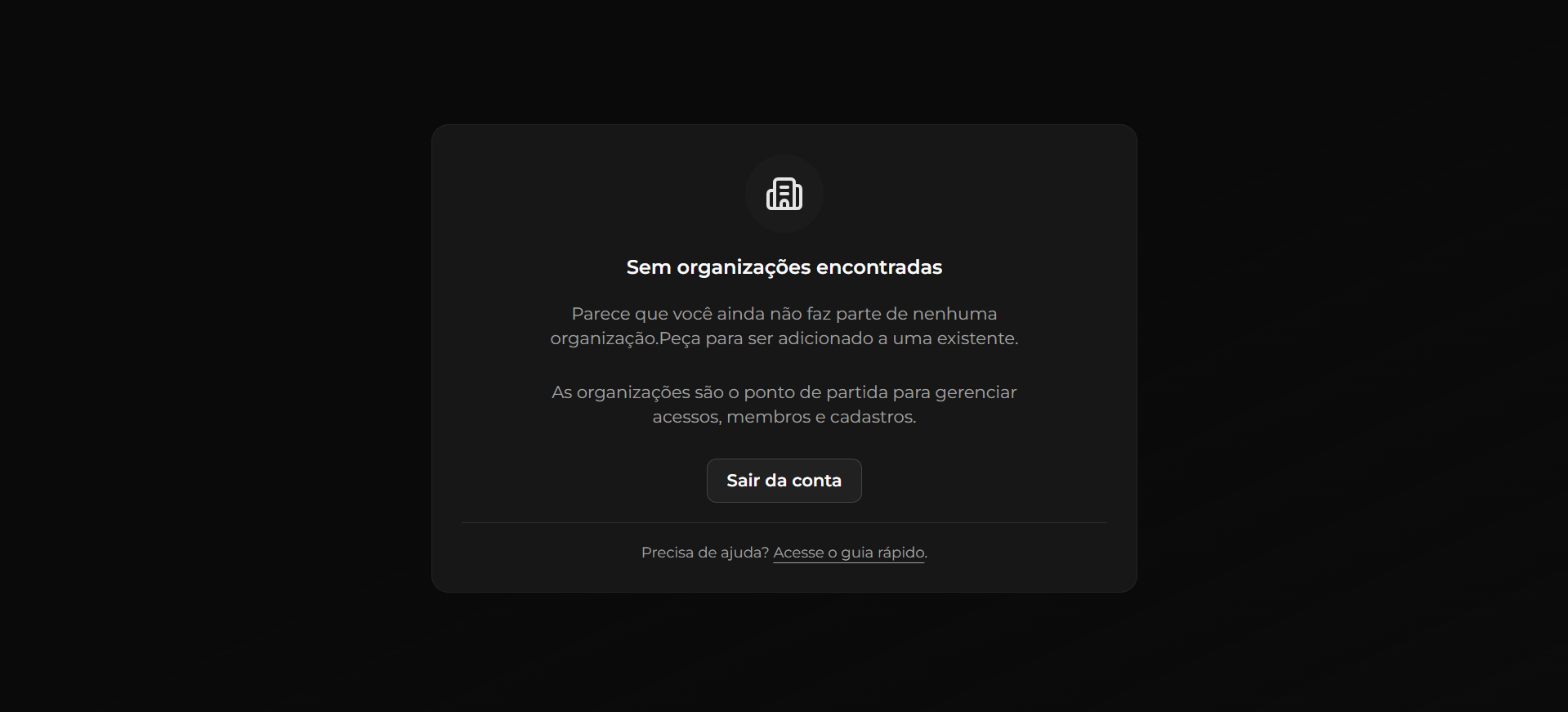 Mensagem de organização